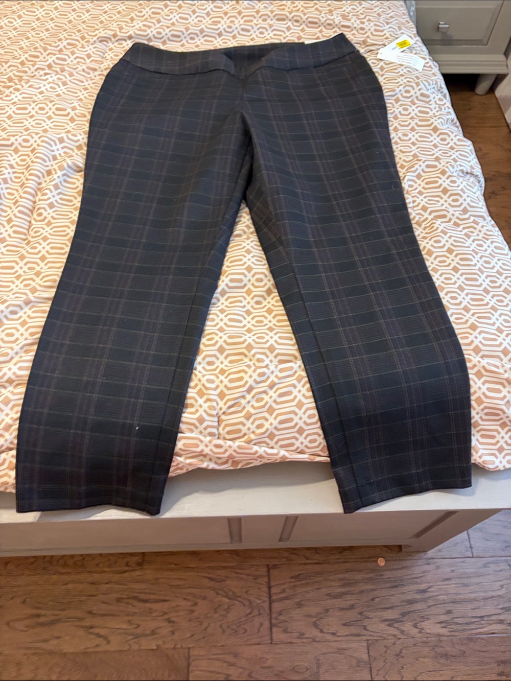 Westbound Grey Plaid Straight-Leg Trousers